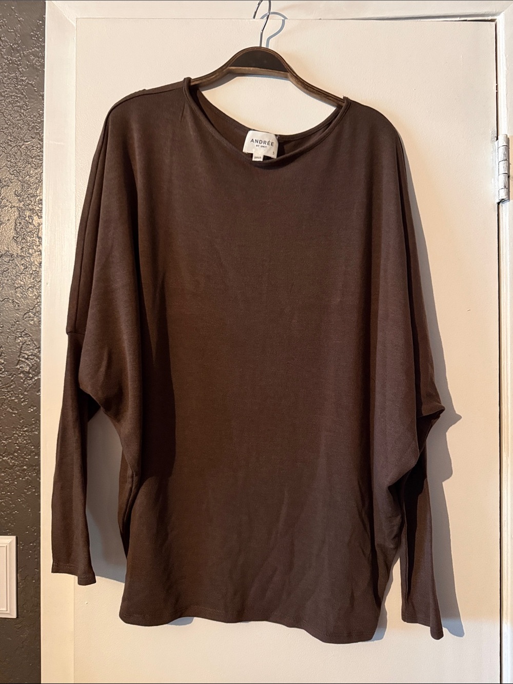 Andree Brown Long Sleeve Relaxed Dolman Top